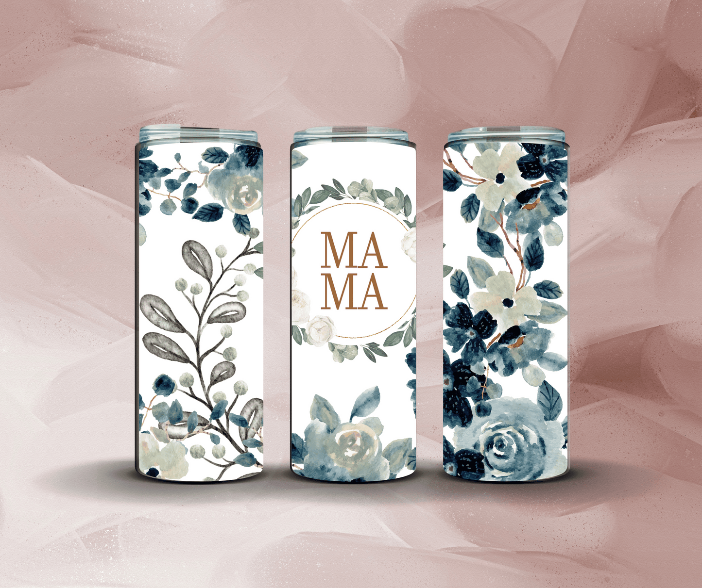 20oz Floral Green-Blue Mama