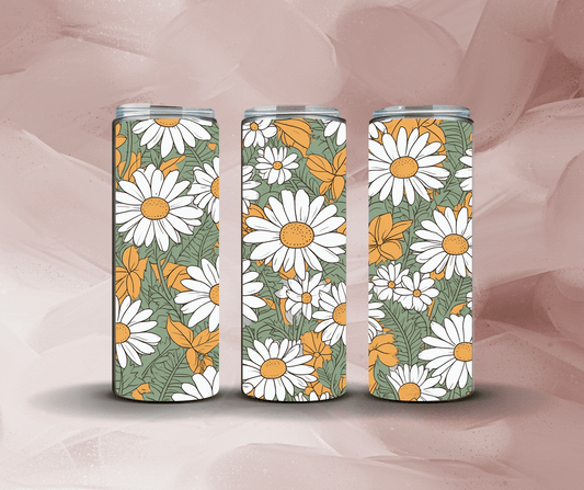 20oz Green Daisies