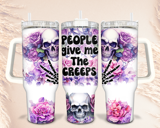 40oz People Give me the Creeps Purple Skulls