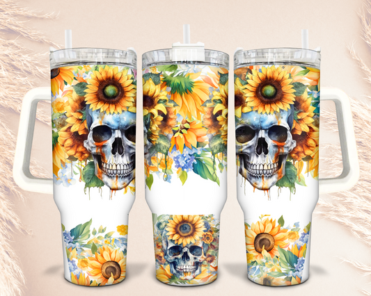 40oz Skulls & Sunflowers