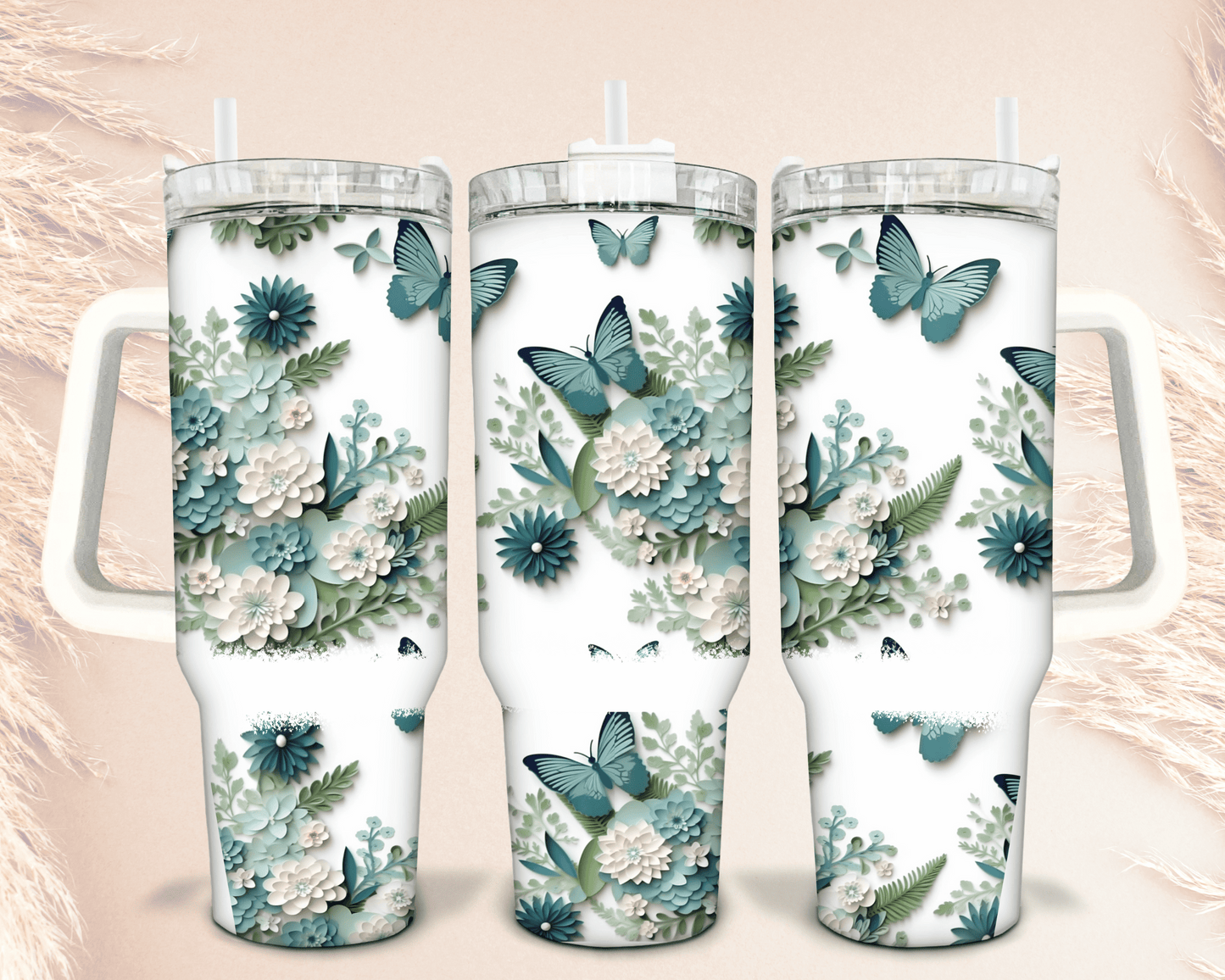 40oz Mint Butterflies