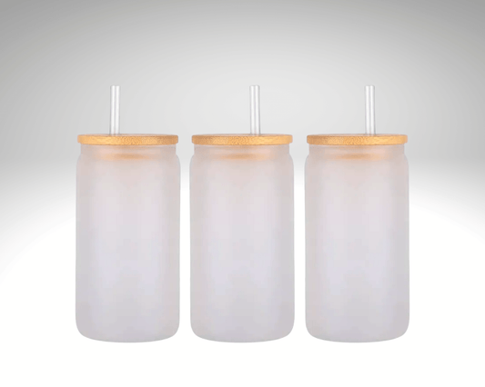 16oz Custom Frosted Glass w/ Bamboo Lid - Inspiring Sweet Peas