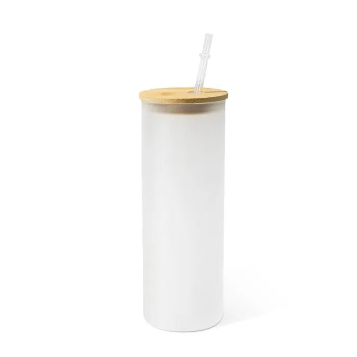 25oz Custom Frosted Glass w/ Bamboo lid - Inspiring Sweet Peas